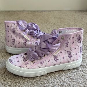 LoveShackFancy x Superga Lavender Floral Hightops size 38 NWOT Never Worn